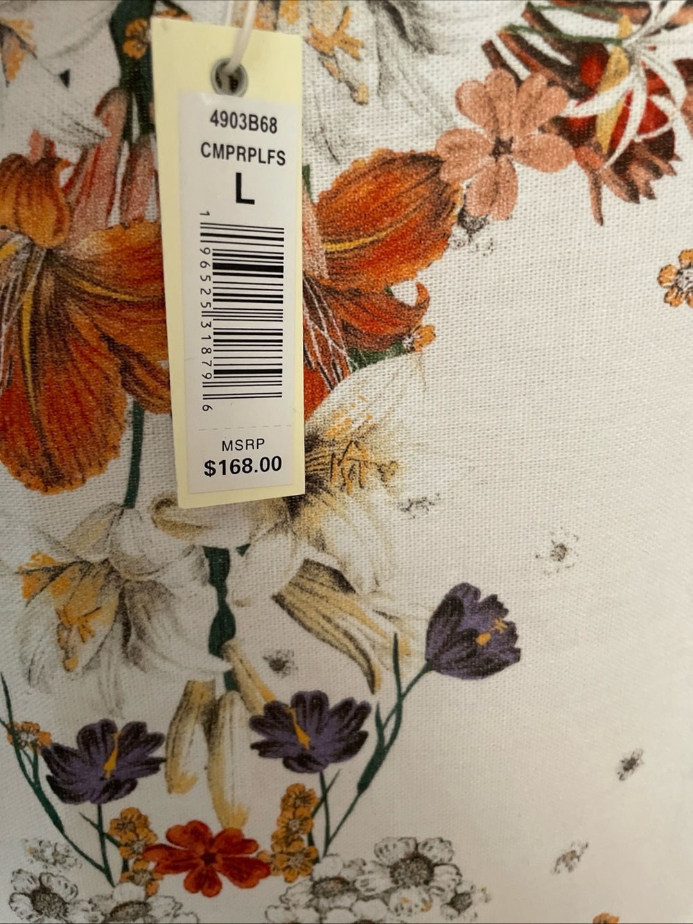 NWT $168 Max Studio London Linen Blend Ivory Floral Pockets A-Line Dress Large - Picture 5 of 11